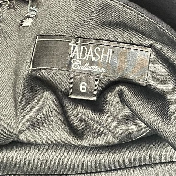 TADASHI Collection Size 6 Black Ruffle Pleated Silk Chiffon Formal Event Dress - Picture 5 of 9